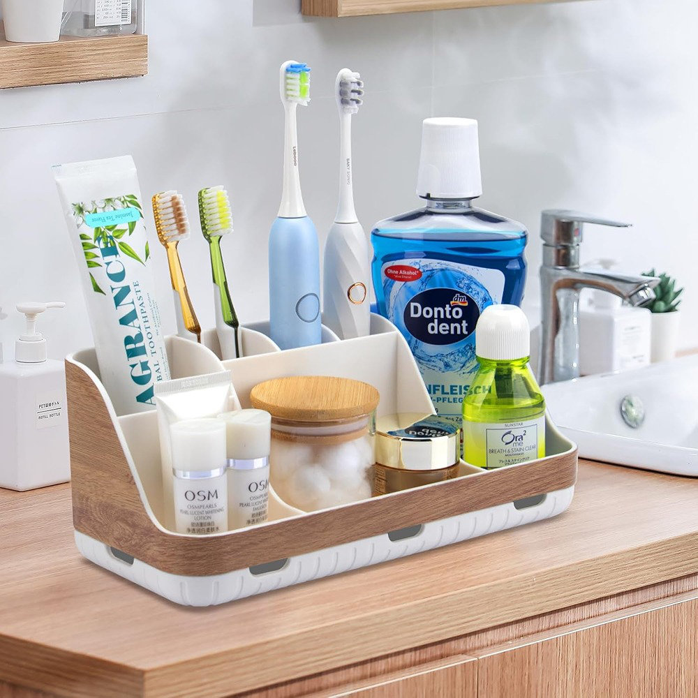 Latitude Run® Bathroom Countertop Organizer - Detachable 7 Slots ...
