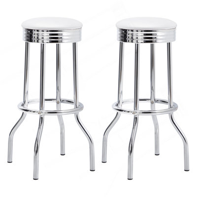 Midge White Upholstered Metal Swivel Bar Stool  (2 Of Set)