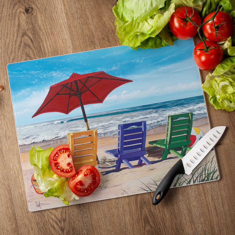 Planche à découper en verre 15 mm x 12 po CounterArt Beachy Keen