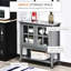 Armoire à café, buffet moderne, armoire de cuisine avec 2 portes en verre, tablette intérieure réglable et tablette inférieure
