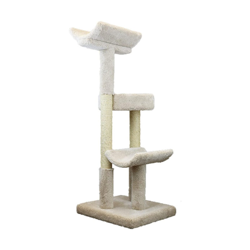 Double Scratching Post Cat Tower Tree - Color:Beige