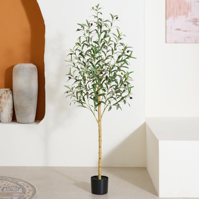Arbre artificiel artificiel 5 pi en olivier artificiel en pot noir