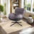 360° Swivel Office Chair, Modern Chenille Chair With Faux Leather And Black Metal Base Frame, No Wheels, Accent Chair For Small Spaces, Living Room, Office-316035181