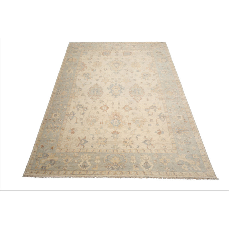 Tapis traditionnel afghan en laine noué à la main multi-tailles Oushak, Rectangle 9 pi x 12 pi