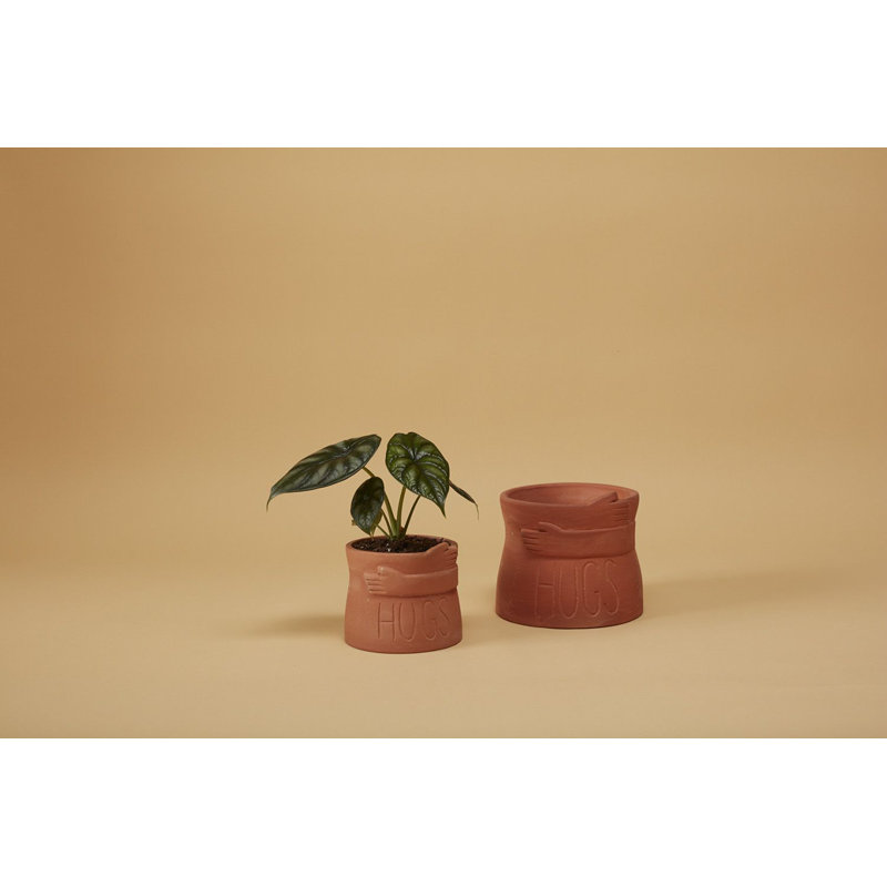 Handmade Ceramic Pot Planter, 4.5" H x 3.75" W x 3.75" D