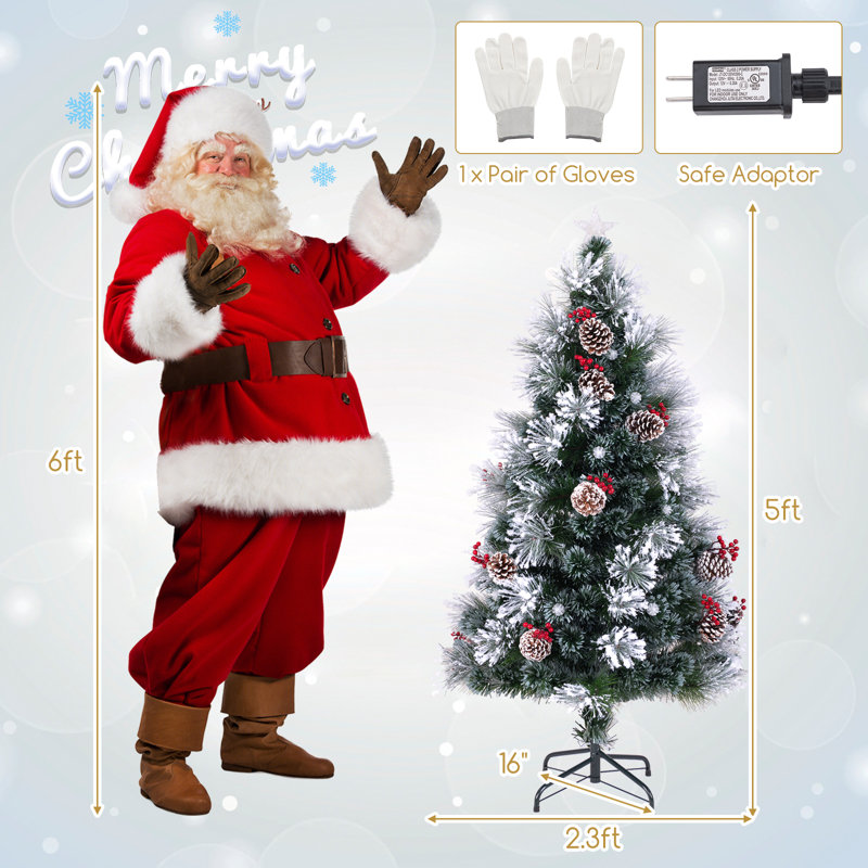 5 pi Arbre de Noël en fibre optique avec étoile colorée, 5'