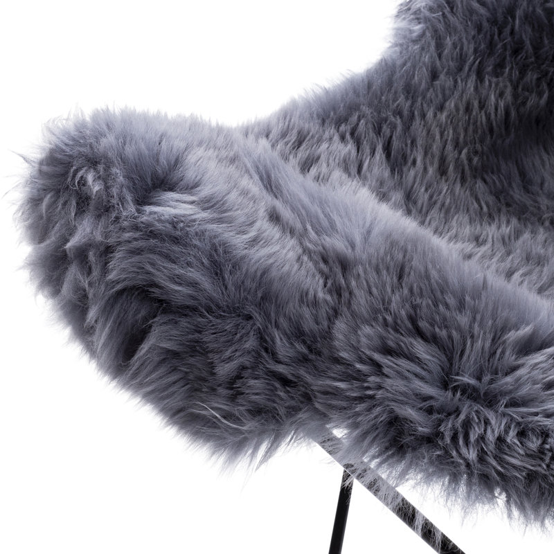 Fauteuil papillon en peau de mouton, Gris