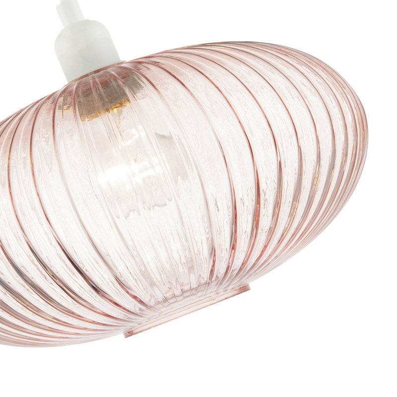 17 cm H Oval Glass Pendant Shade ( No Direct Attachment Method ), Pink