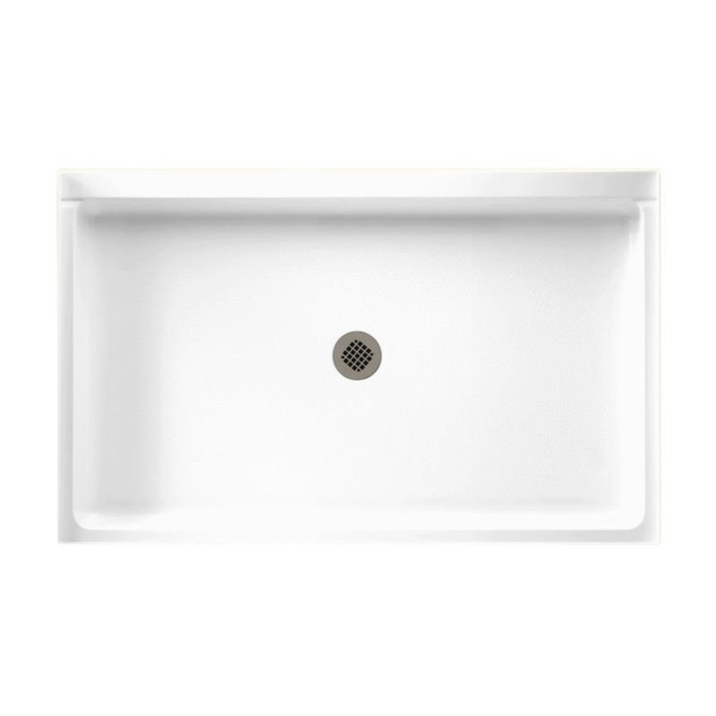 Base de douche à seuil simple 34 po x 54 po Solid Surface, Blanc
