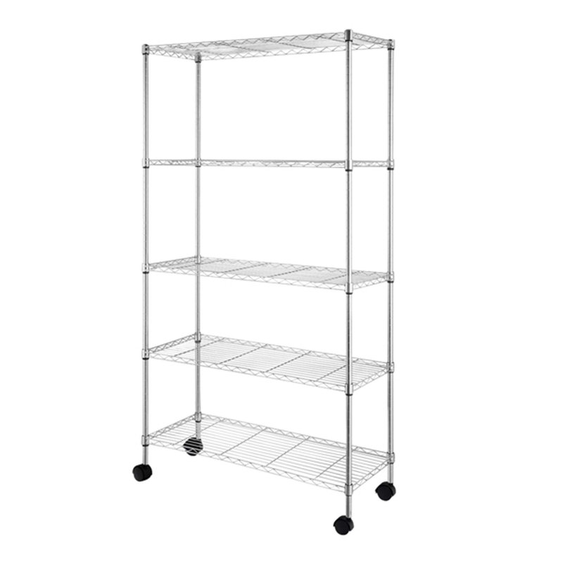 5-Layer Chrome Plated Iron Shelf With Wheels