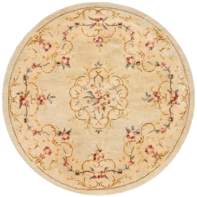Molter Southwestern Handmade Tufted Wool Beige Rug, Round 4'