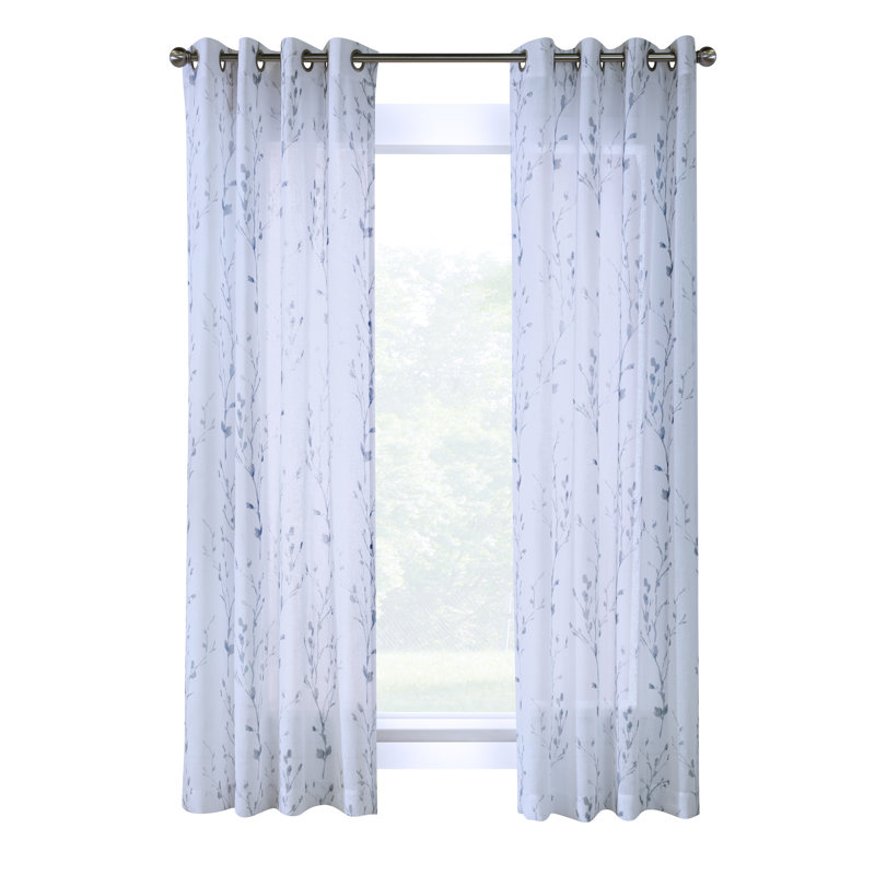 Wycombe Floral Semi-Sheer Grommet Single Curtain Panel, 52" W x 84" L