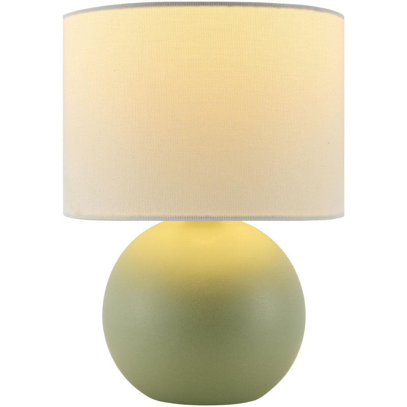 Ceramic Table Lamp with Linen Drum Shade, Pale Green