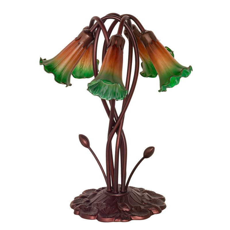 Tiffany Table Lamp, Rocker, Green/Amber