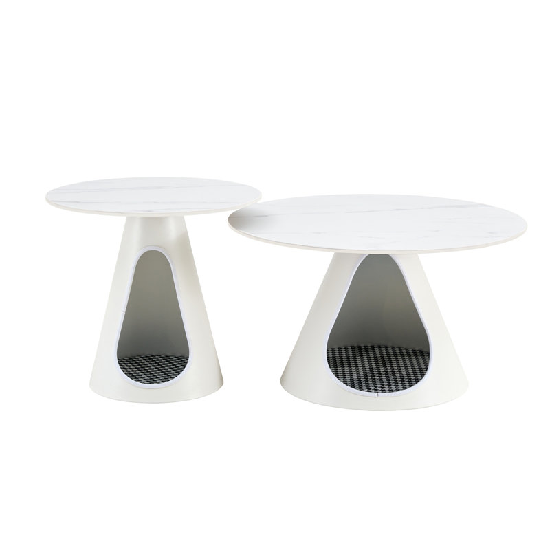 Ehrentraud Nesting Coffee Table, White, White