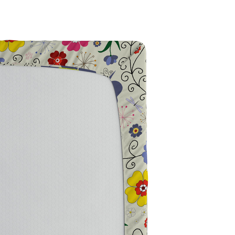 Microfiber Floral Fitted Sheet, Twin Fitted Sheet, Beige Floral