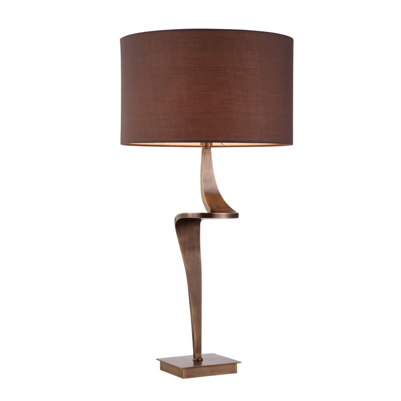 Colbert Metal Table Lamp, Antique Brass/Brown Shade