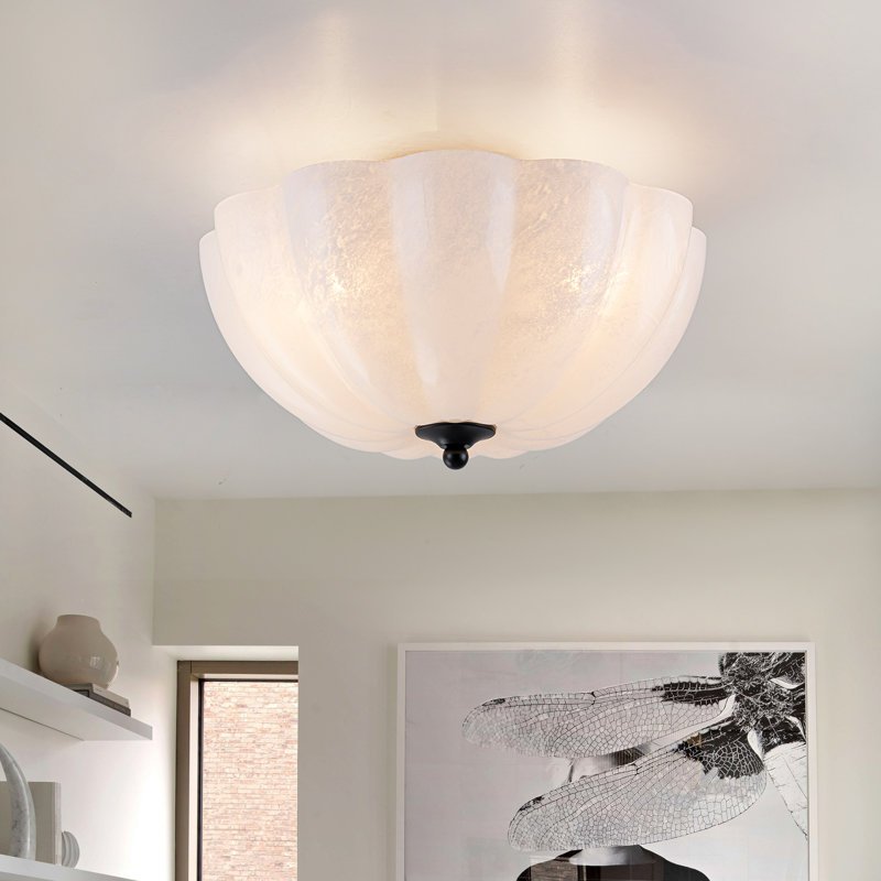 Plafonnier semi-encastré 3 lumières en verre, Noir mat