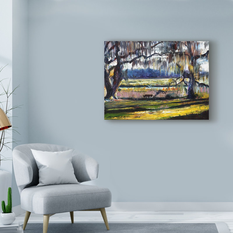 « lowcountry espagnol moss escape », reproduction de peinture à l’acrylique sur toile tendue, H 18 po x l 24 po x P 2 po