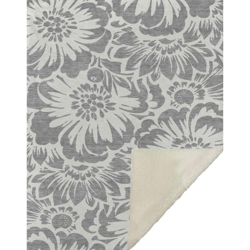 Jeté en sherpa floral Addison, Gris