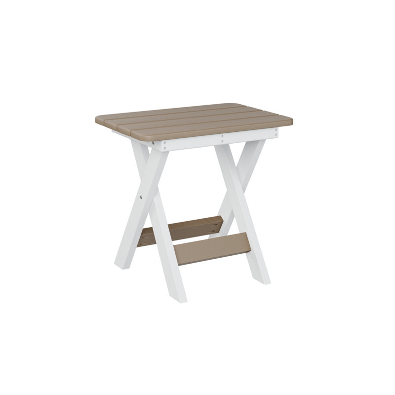 Berlin Gardens Regular Top With White Base Folding End Table, Weatherwood