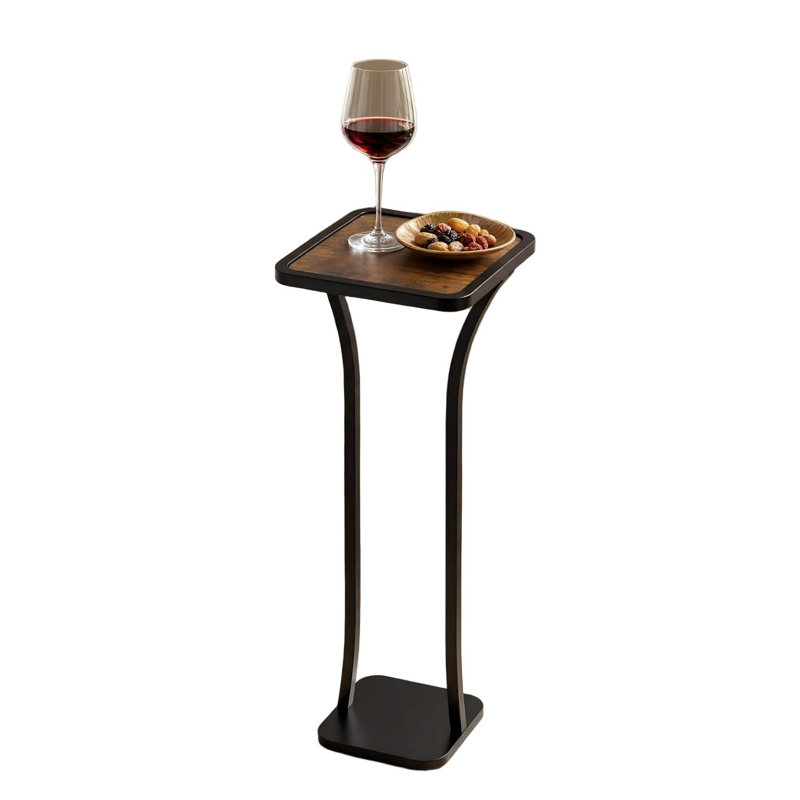 Petite table d'appoint carrée, table à boissons avec base lestée, brun