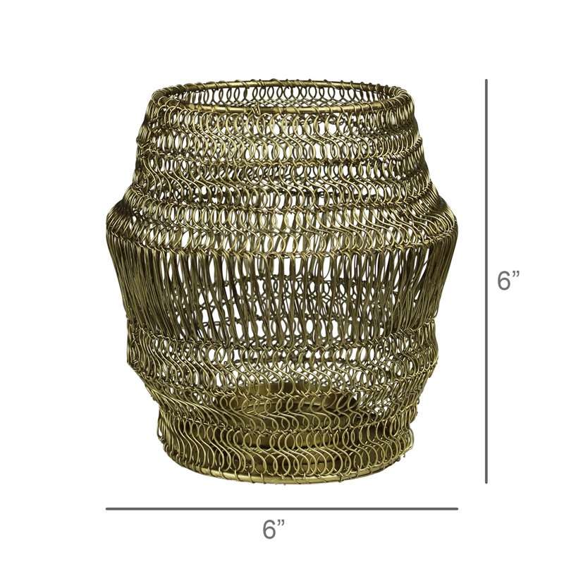 Manza Woven Wire Tealight Holder, Brass