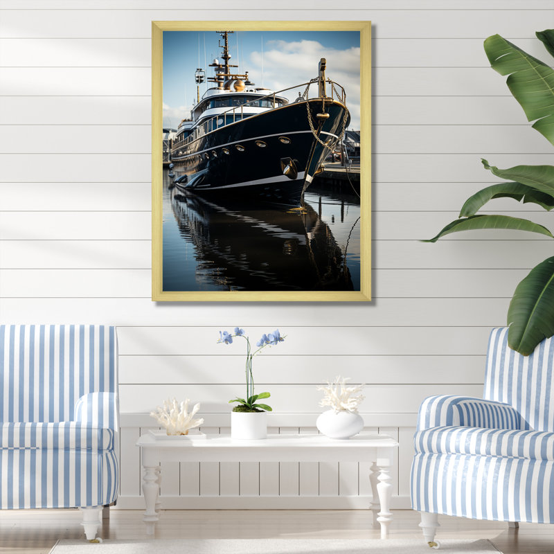 Port Dockside Elegance I - Nautical & Beach Wall Art Prints, H 40 po x l 30 po x P 1,5 po, Encadrement doré