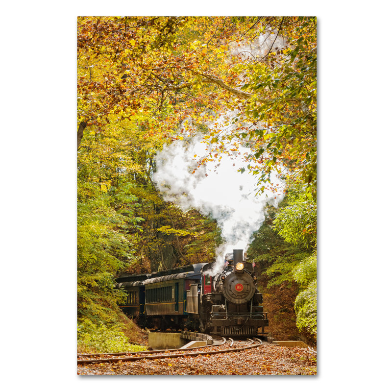 Autumn Foliage Steam Train 12x19-Inch Canvas Art