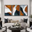 «Mid Century Shape», impression géométrique sur toile abstraite encadrée brune et bleue 3 pièces-94434433-94434434-119461139