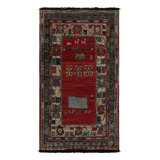 Rug & Kilim’S Antique Turkmen Rug In Red With Blue & Gold Tribal Patterns