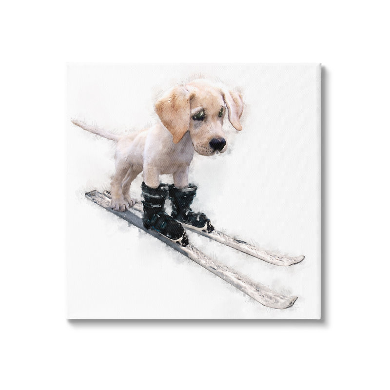 «Au-601-Canvas Puppy Skiing Winter Pet On Canvas» par Kim Curationa, impression, H 30 po x l 30 po x P 1,5 po