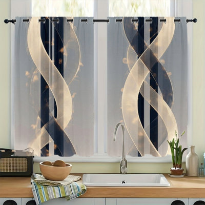 2Pcs avec œillets abstraits et modernes à motif géométrique et tourbillons, isolation thermique, réduction du bruit et protection de la vie privée, obscurcissement décoratif pour chambre à coucher, cuisine, salon