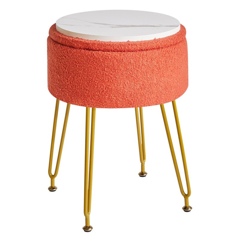 Ahilan Metal Accent Stool, Orange