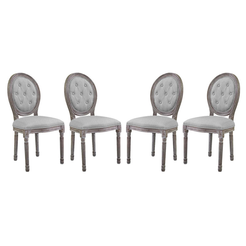 Chaise d'appoint de salle à manger rembourrée Arise Vintage par Modway, Velours gris pâle, 4