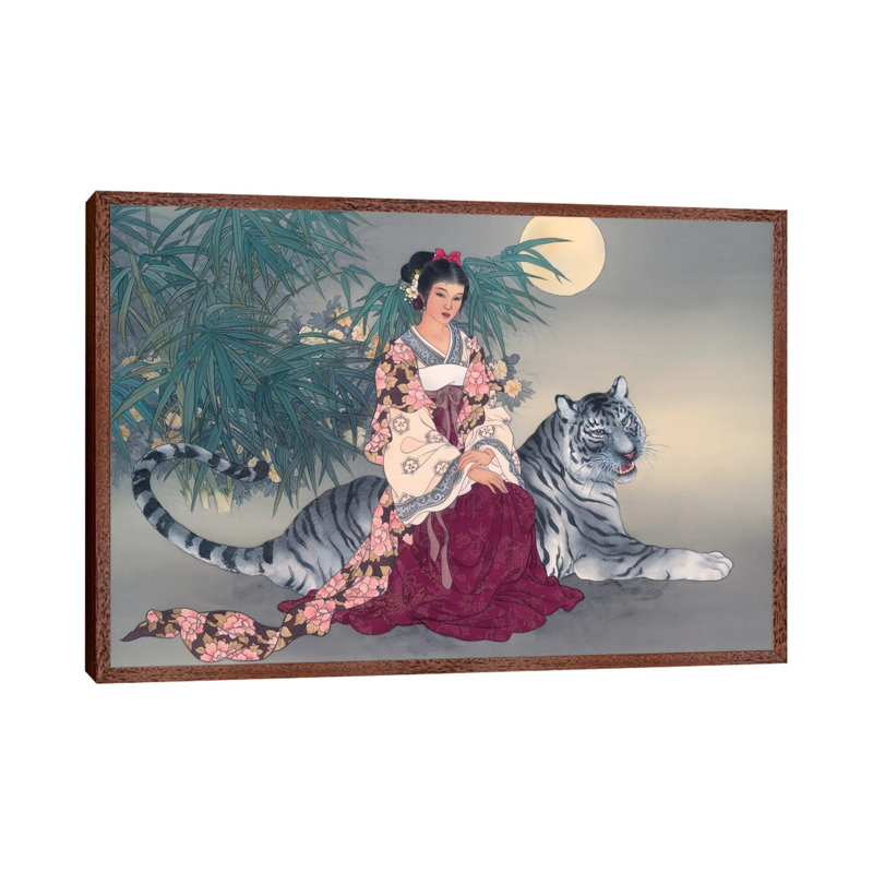 Spiritual Journey - Painting on Canvas, 152.5 cm H x 101.5 cm W, Classic Brown Wood Framed