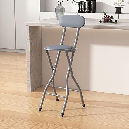 Upholstered Faux Leather Bar Stool, Grey