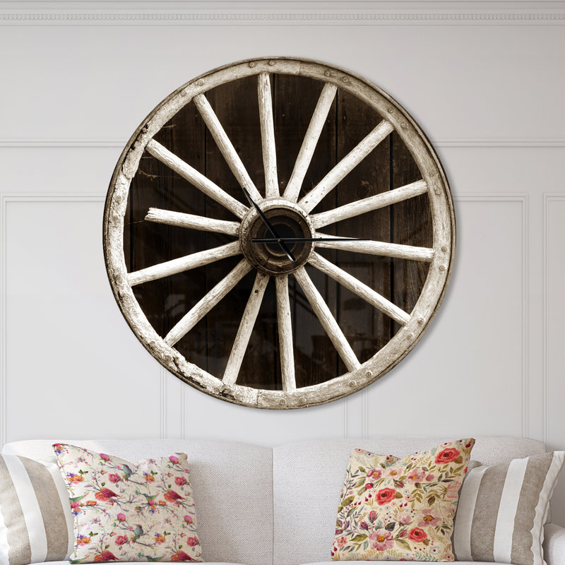 Horloge murale Swigart Farmhouse Designart, Grand, Café / blanc cassé