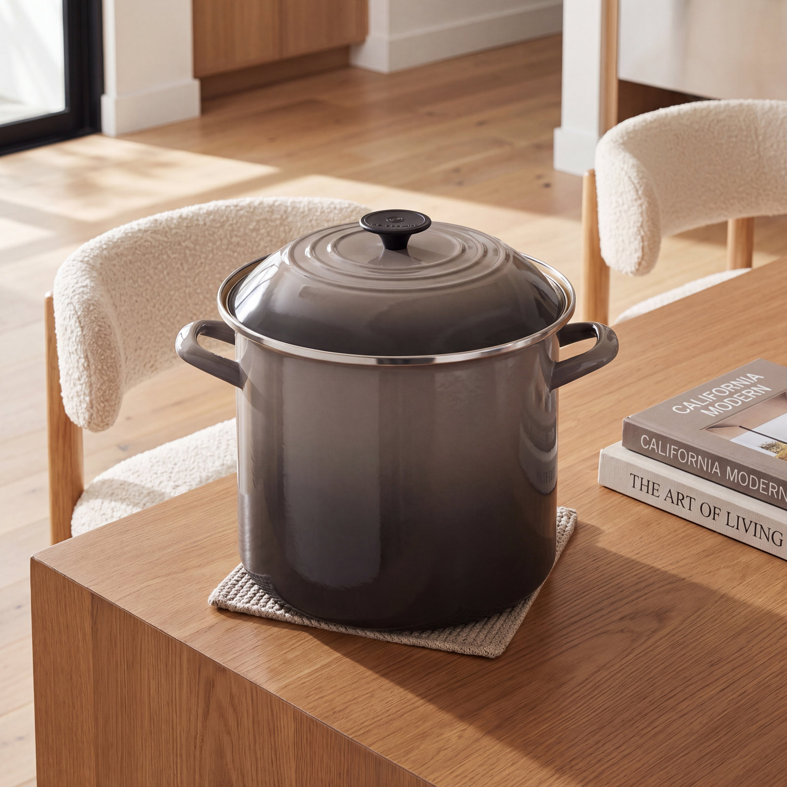 Le Creuset Enamel-on-Steel Stockpot with Lid, 8 quarts, Oyster
