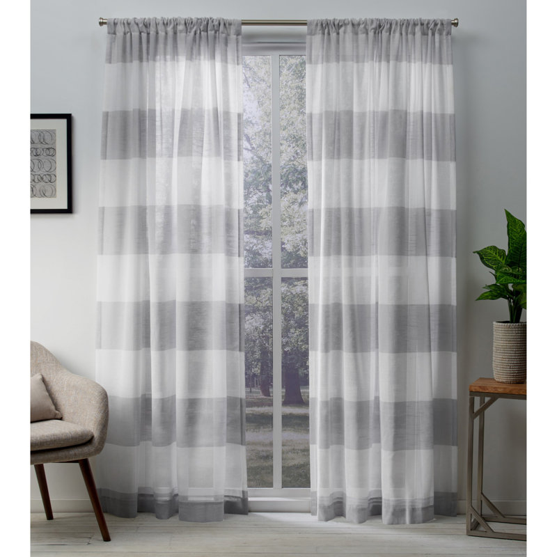Paire de rideaux transparents avec passe-tringle Ghevont, Perle noire, l 50 po x L 108 po