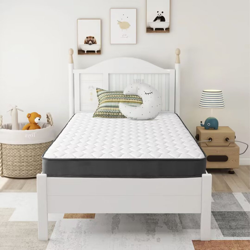  Matelas hybride à ressorts ensachés moyen en mousse à mémoire de forme 6 po, Lit simple