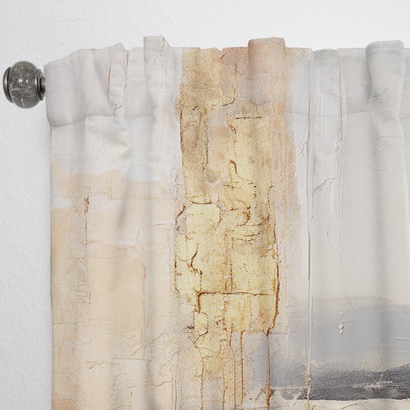 Gilad Beige And Gold Minimal Expression III - Country Velvet Curtain - Room Darkening - 1 panel, 52" W x 84" L
