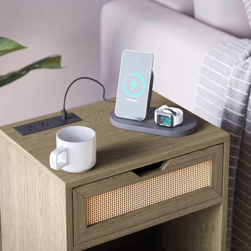 Anurima End Table and Built-In Outlets