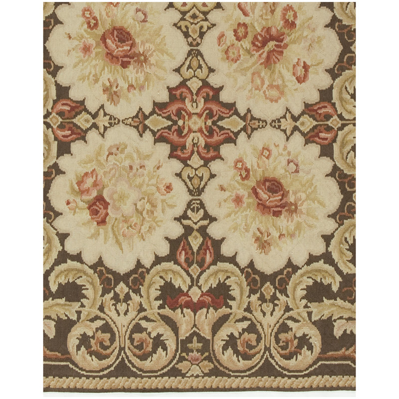 Tapis oriental en laine noué à la main brun, Rectangle 8 pi x 10 pi