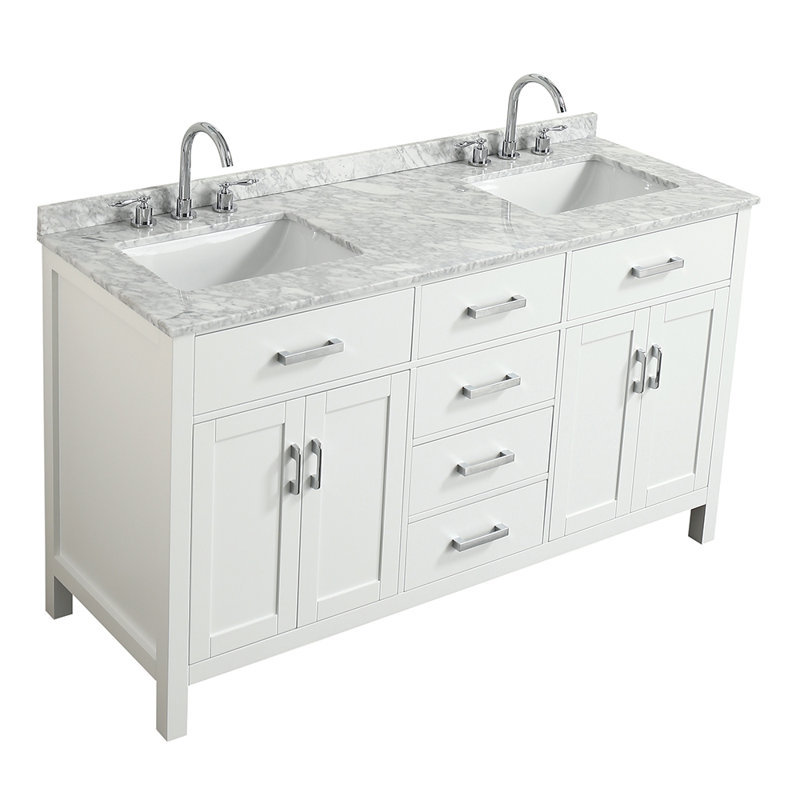 Ensemble de meuble-lavabo double 61 "Bristol, Blanc