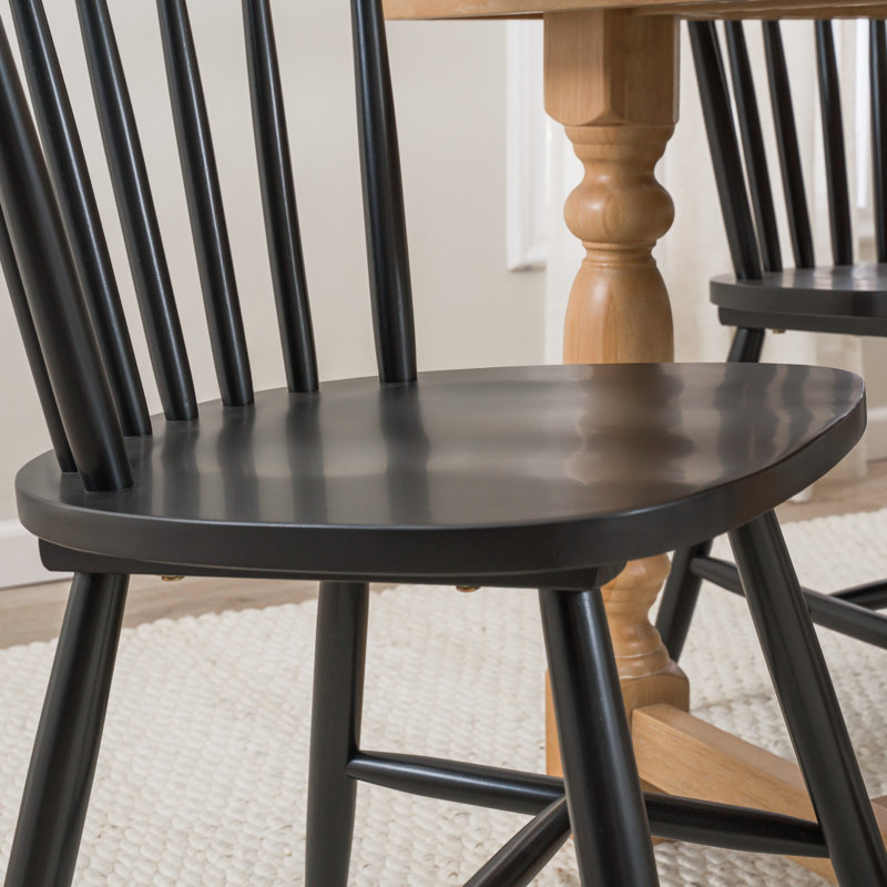Sterling 67W Squire Trestle Dining Table With 6 High Back Spindle Dining Chairs, Black, Black