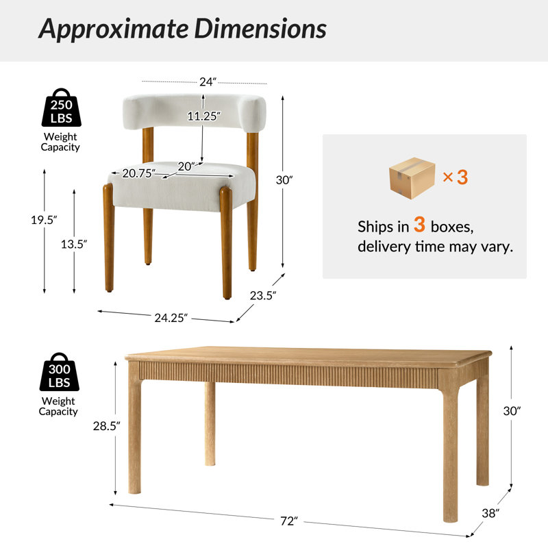 Waynesville Pippa 5-Piece Dining Room Set with Fluted Dining Table And Dining Chair