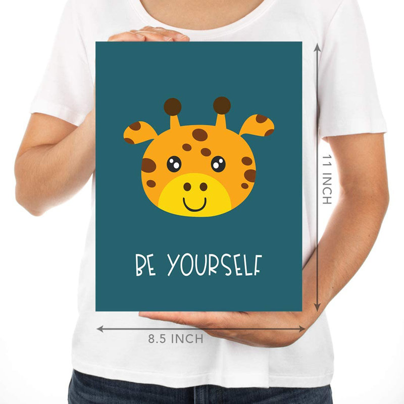 « jungle forest animaux », giraffe tiger bear bear, ensemble de 4 pièces imprimé sur papier Deracy