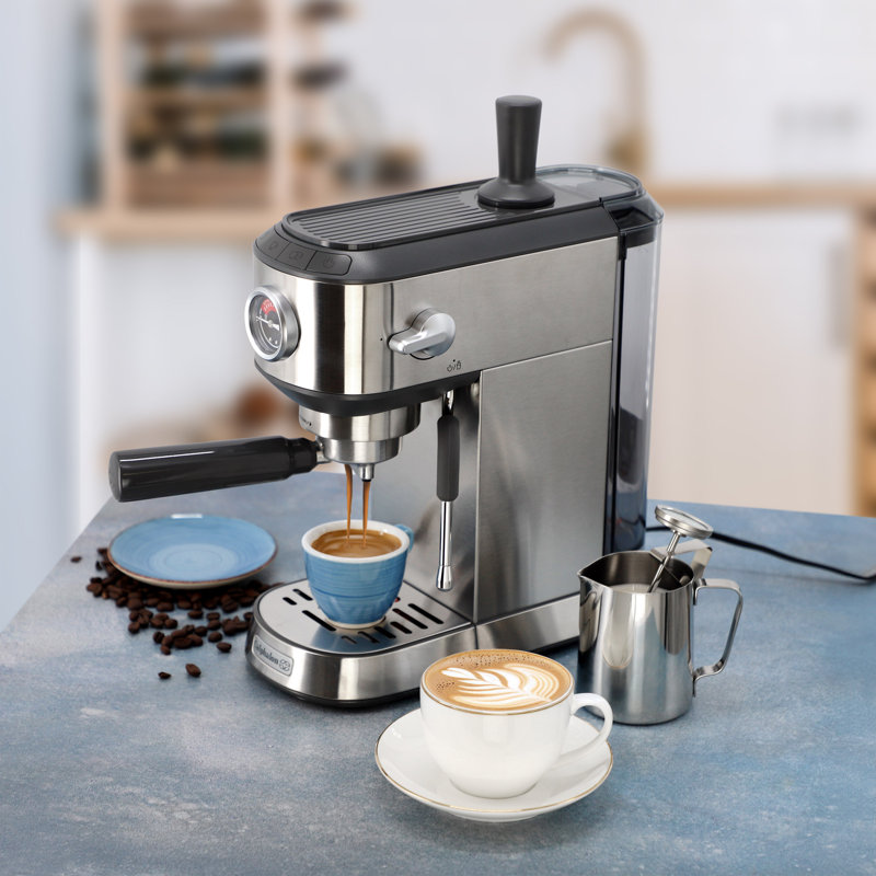 Calphalon Miniatura Compact Espresso Machine and Milk Frother in Silver