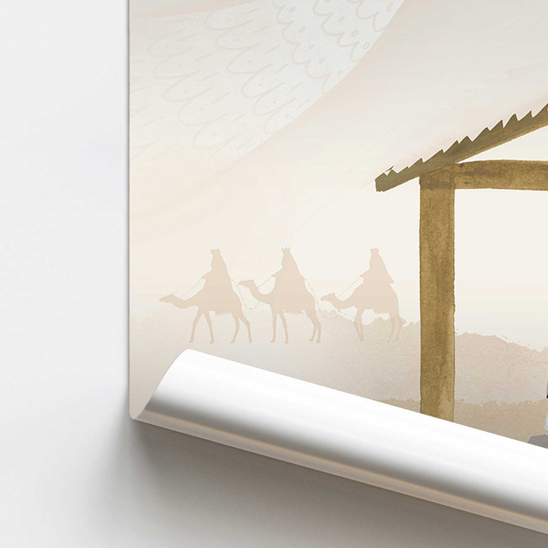 Impression de la crèche de la Sainte Nuit dans un cadre, H 18 po x l 24 po x P 0,1 po, Papier